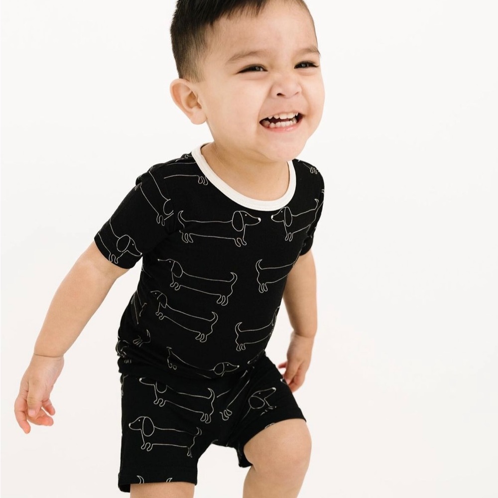 Little One Shop Black Dachshund Short Set (0-3 months)